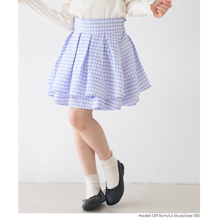 [Lt.Blue] | ギンガムチェックスカート | coca