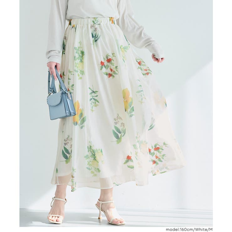 オーガンジーフラワーフレアスカート | coca | 詳細画像11 