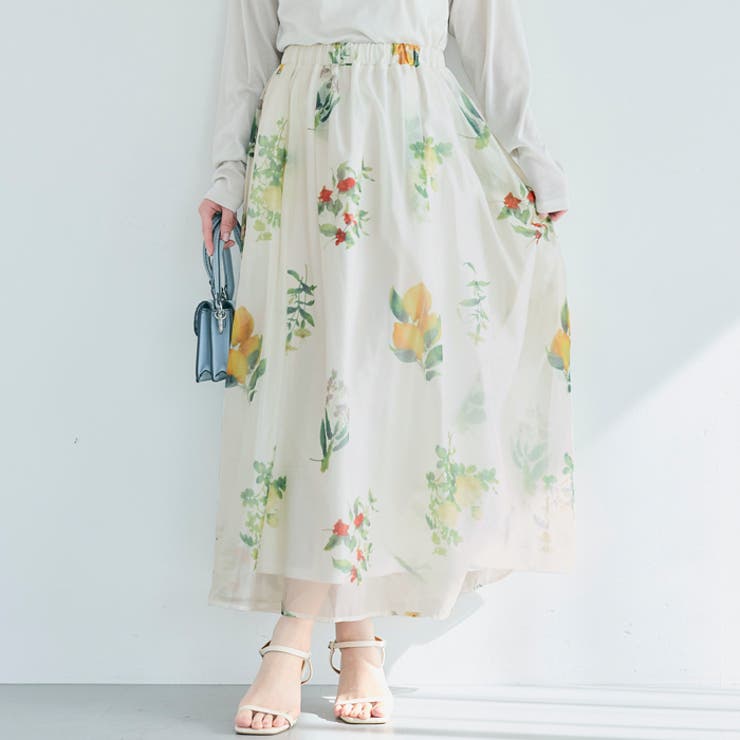 オーガンジーフラワーフレアスカート | coca | 詳細画像1 