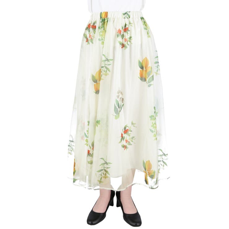 オーガンジーフラワーフレアスカート | coca | 詳細画像3 