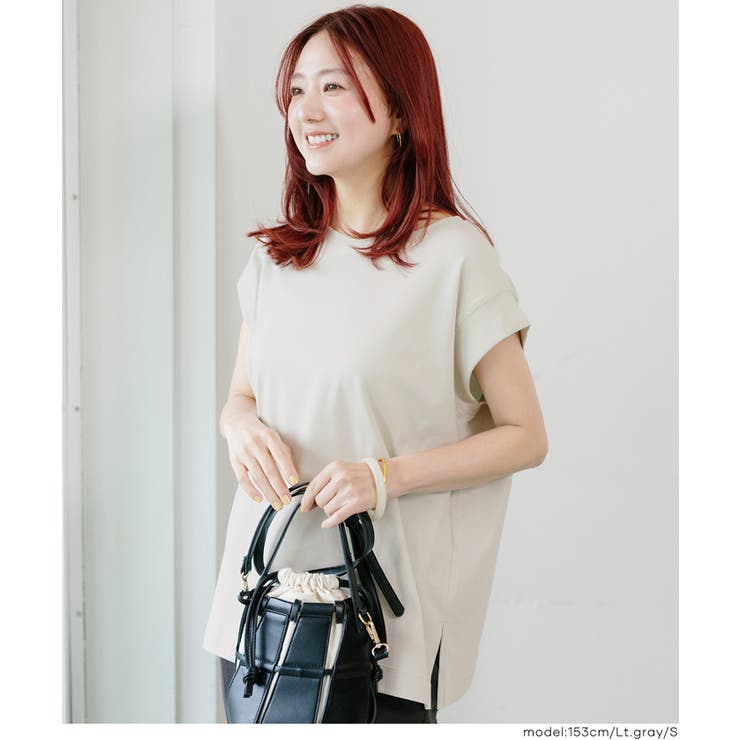 [Lt.gray] | 【接触冷感】フレンチスリーブオーバーTシャツ | coca