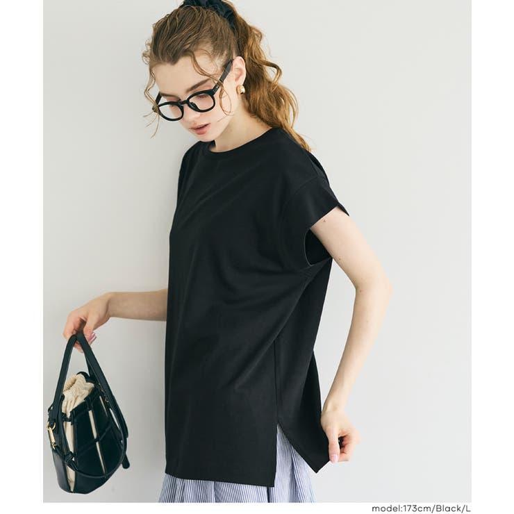 [Black] | 【接触冷感】フレンチスリーブオーバーTシャツ | coca