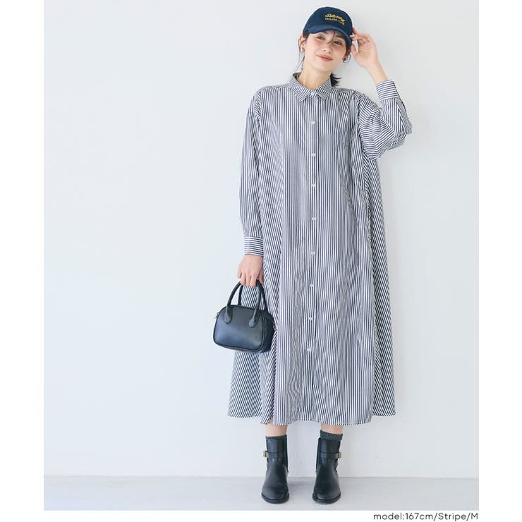 ストライプボリュームシャツワンピース | coca | 詳細画像6 