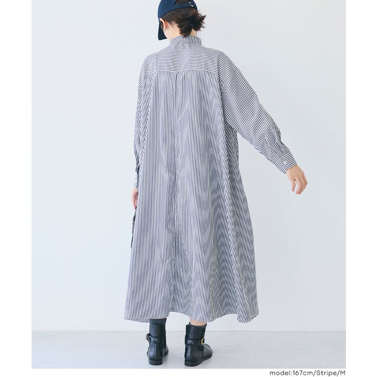 ストライプボリュームシャツワンピース | coca | 詳細画像8 