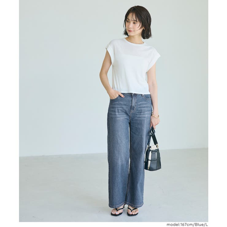 ［Blue］ | 【SUMMER DENIM】ストレッチサマーデニムワイドパンツ | coca