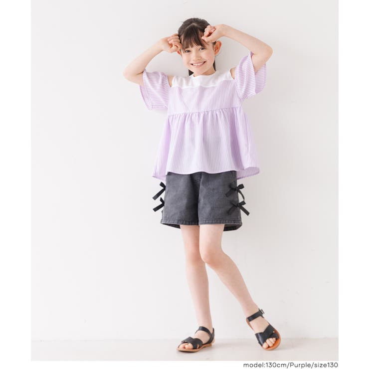 1枚で着映え！ストライプドッキング肩あきブラウス | coca | 詳細画像12 