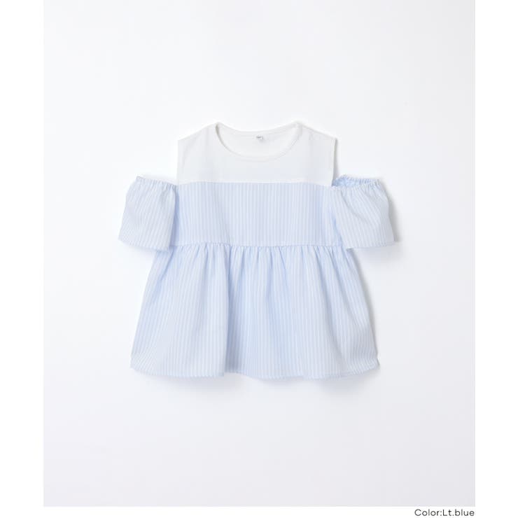 1枚で着映え！ストライプドッキング肩あきブラウス | coca | 詳細画像14 