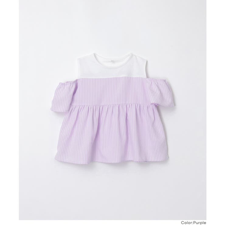 1枚で着映え！ストライプドッキング肩あきブラウス | coca | 詳細画像15 