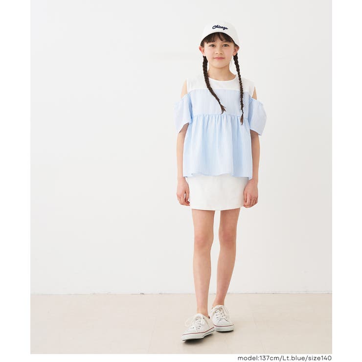 1枚で着映え！ストライプドッキング肩あきブラウス | coca | 詳細画像2 