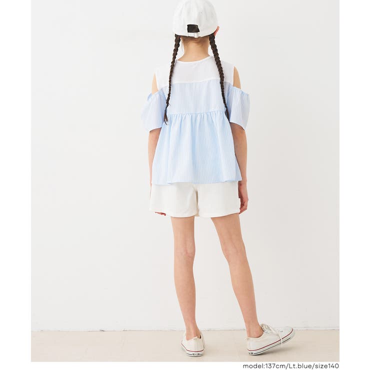 1枚で着映え！ストライプドッキング肩あきブラウス | coca | 詳細画像4 