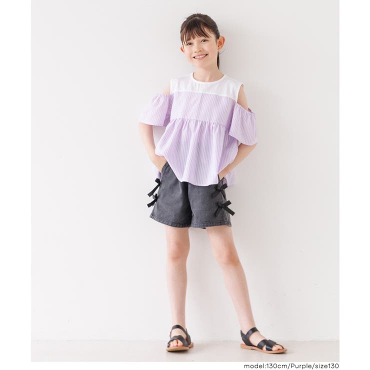 1枚で着映え！ストライプドッキング肩あきブラウス | coca | 詳細画像8 