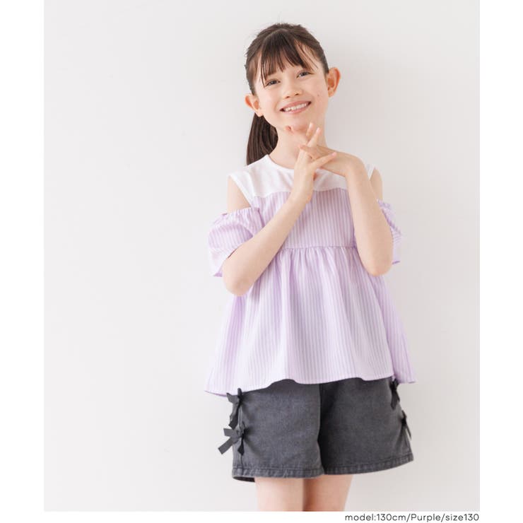 1枚で着映え！ストライプドッキング肩あきブラウス | coca | 詳細画像10 