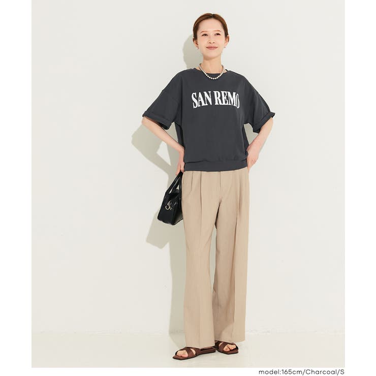 カジュアルに映える、ロゴデザインがポイントのミニ裏毛半袖トップス | coca | 詳細画像13 