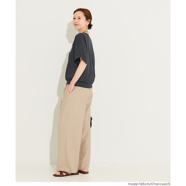 カジュアルに映える、ロゴデザインがポイントのミニ裏毛半袖トップス | coca | 詳細画像14 