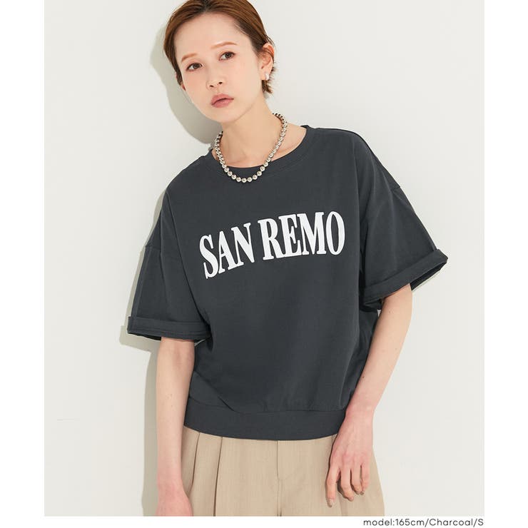 カジュアルに映える、ロゴデザインがポイントのミニ裏毛半袖トップス | coca | 詳細画像15 