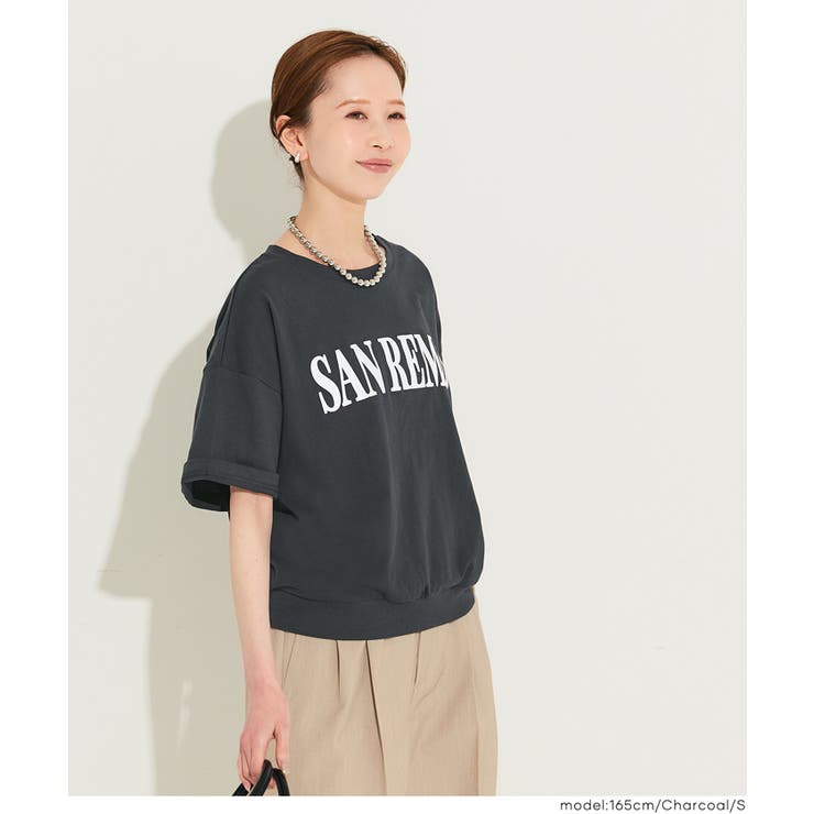 カジュアルに映える、ロゴデザインがポイントのミニ裏毛半袖トップス | coca | 詳細画像16 