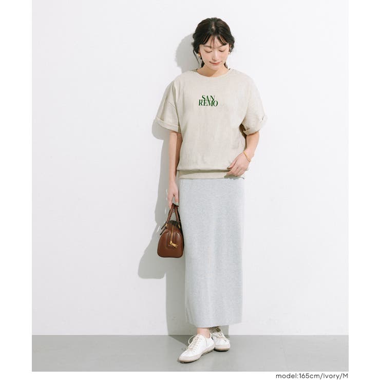 カジュアルに映える、ロゴデザインがポイントのミニ裏毛半袖トップス | coca | 詳細画像17 