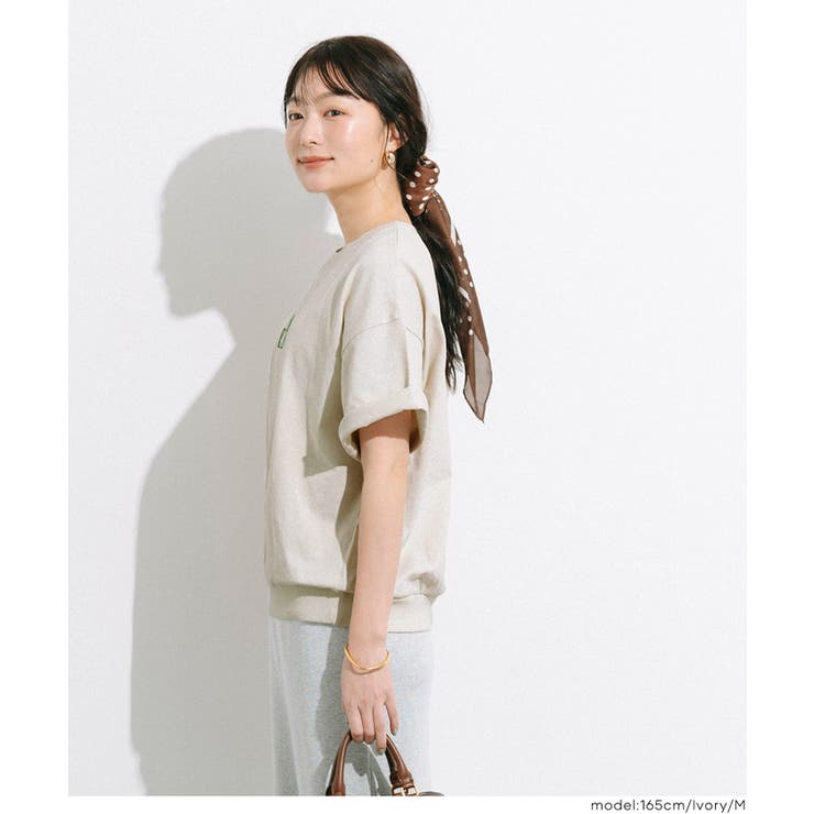 カジュアルに映える、ロゴデザインがポイントのミニ裏毛半袖トップス | coca | 詳細画像18 