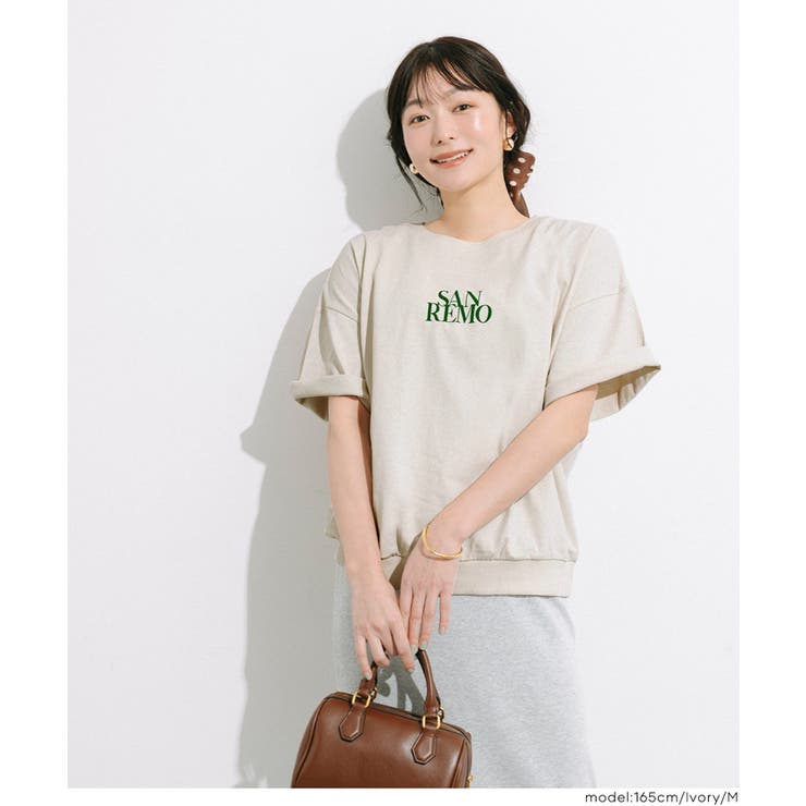 カジュアルに映える、ロゴデザインがポイントのミニ裏毛半袖トップス | coca | 詳細画像20 