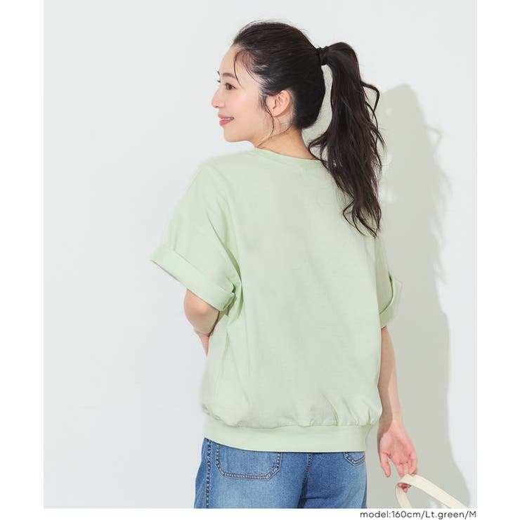 カジュアルに映える、ロゴデザインがポイントのミニ裏毛半袖トップス | coca | 詳細画像22 