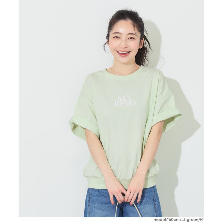 カジュアルに映える、ロゴデザインがポイントのミニ裏毛半袖トップス | coca | 詳細画像24 