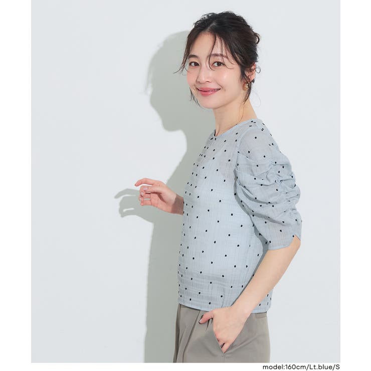 シアードットで華やぐ 袖シャーリングTOPS | coca | 詳細画像19 
