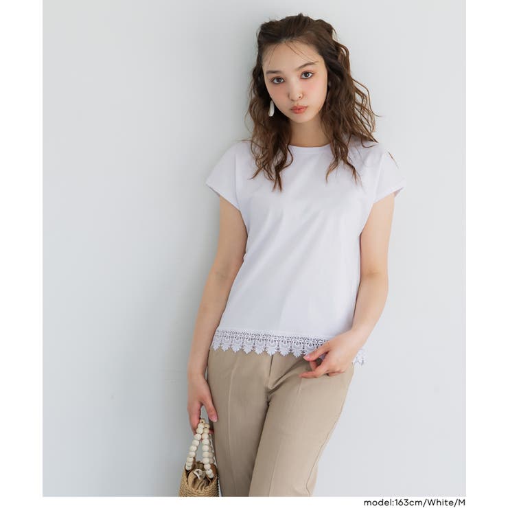 接触冷感フレンチレースTシャツ | coca | 詳細画像15 