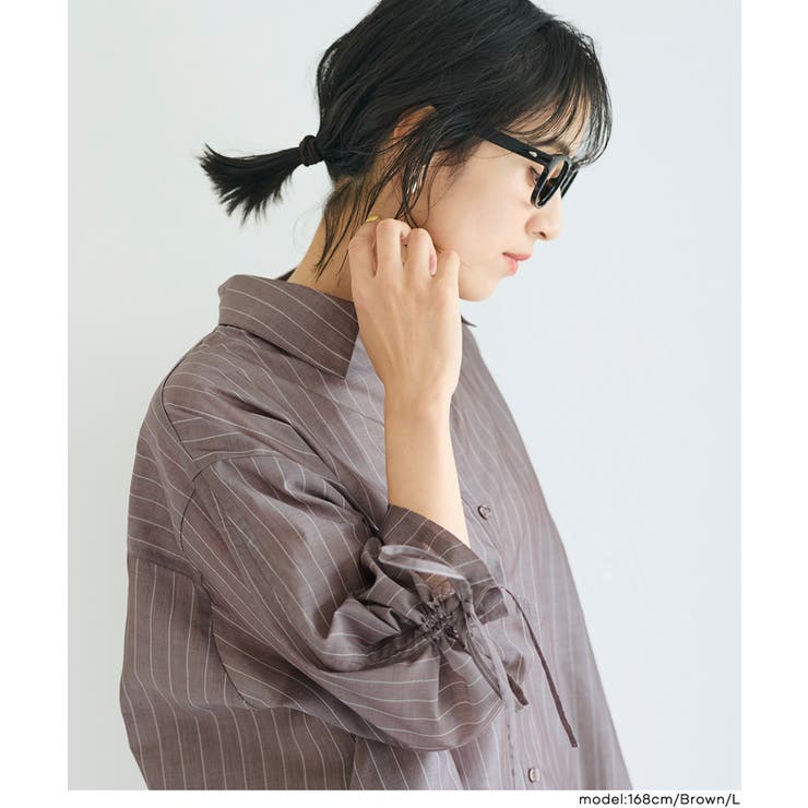 シアー袖シャーリングシャツ | coca | 詳細画像12 