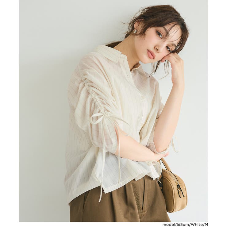 シアー袖シャーリングシャツ | coca | 詳細画像7 