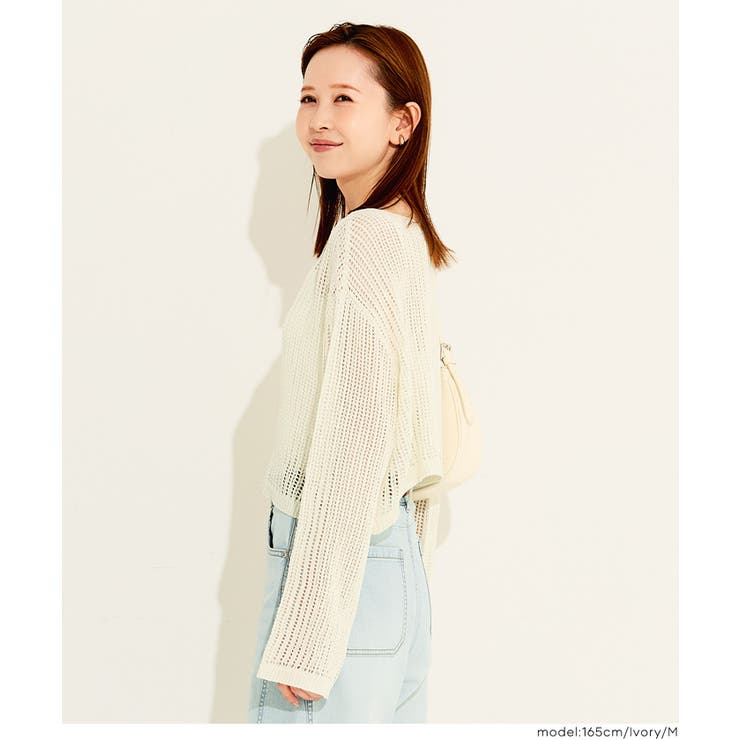 〈26ss新色登場〉ソフトタッチメッシュショートニット | coca | 詳細画像7 