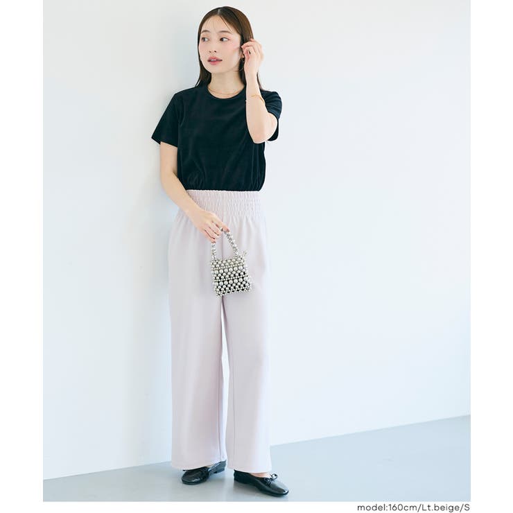［Lt.Beige］ | ＼26aw新色登場／エンボス加工ワイドパンツ【速乾・イージーケア】 | coca