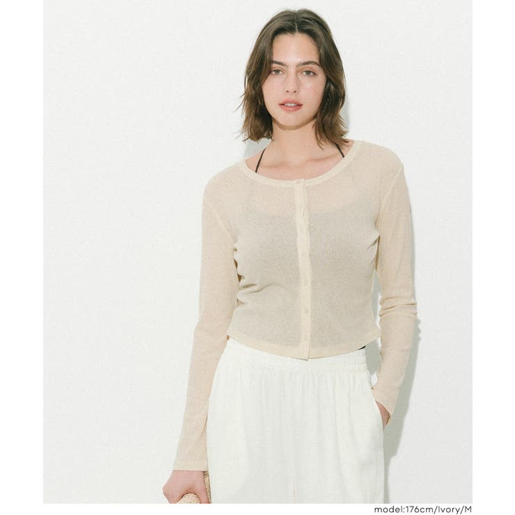 ［Ivory］ | シアージョーゼットコンパクトカーディガン | coca