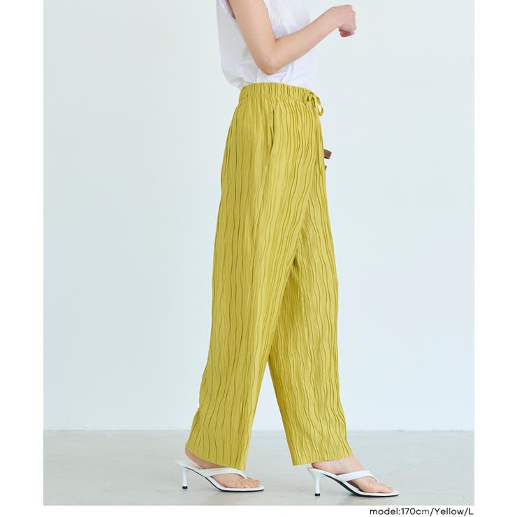 ［Yellow］ | 【26ss 新色追加/お気に入り数1.8万突破】ウェーブプリーツパンツ | coca