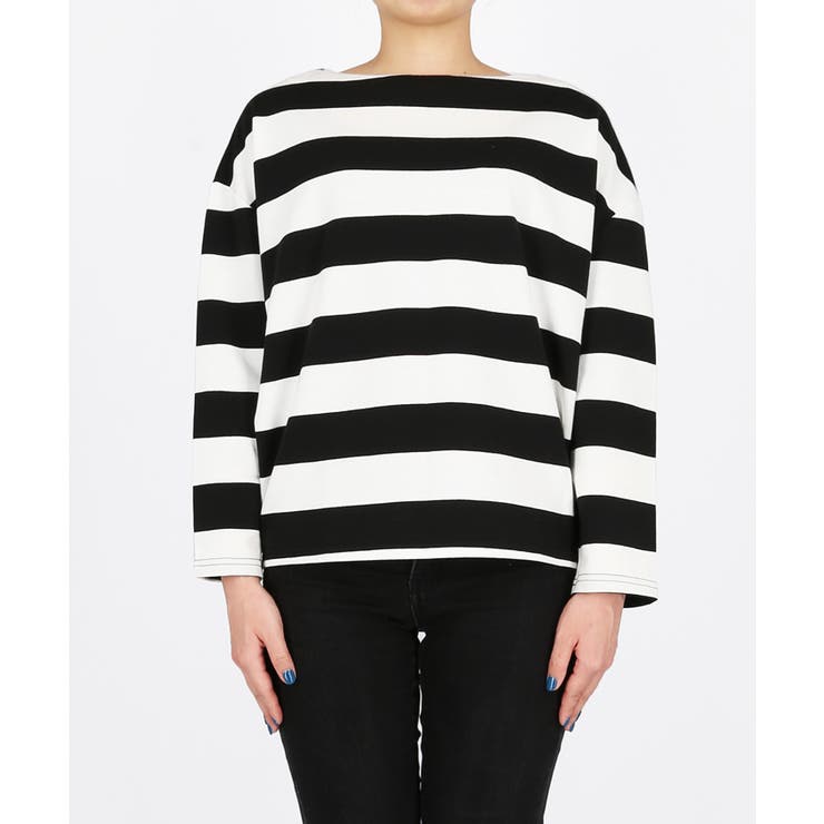 ボートネック太ボーダースウェットトップスcocaオリジナル 石田一帆  