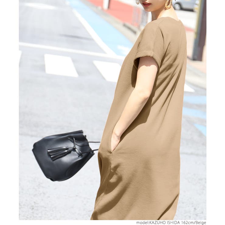 ポケット付き半袖Aラインサーマルワンピースcocaオリジナル 石田一帆さん着用(… | coca | 詳細画像9 