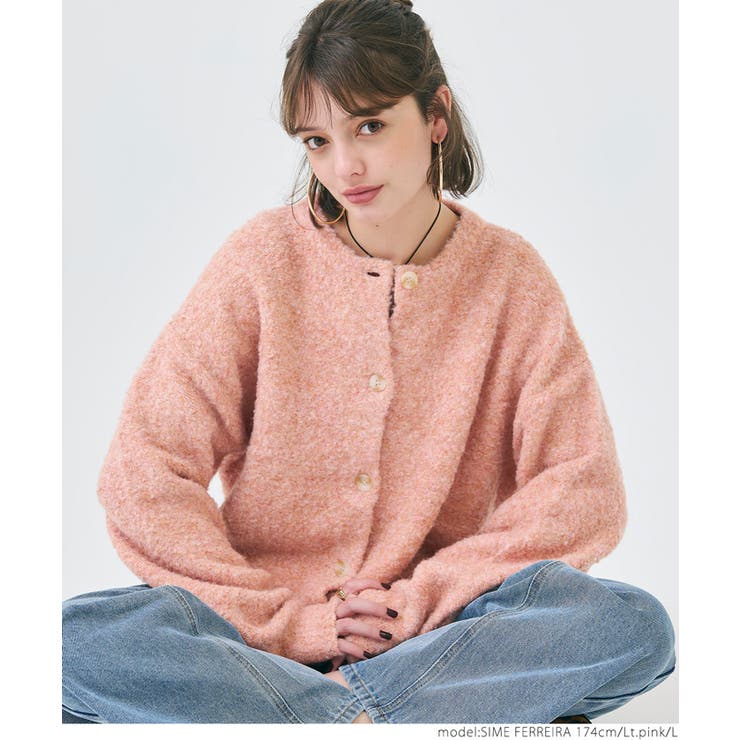 ［Lt.pink］ | ペンギンスリーブブークレカーディガン | coca