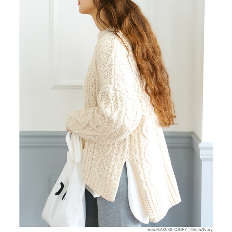 スリット入りケーブルニット[品番：PA000013238]｜coca（コカ）の