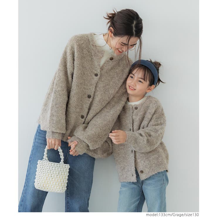 キッズ ガールズ 親子お揃いペンギンスリーブブークレカーディガン | coca | 詳細画像9 