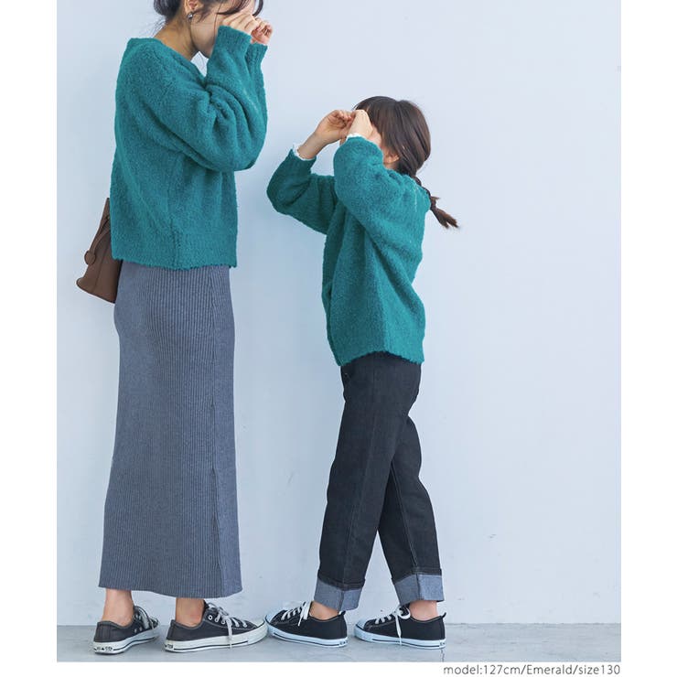 キッズ ガールズ 親子お揃いペンギンスリーブブークレカーディガン | coca | 詳細画像12 