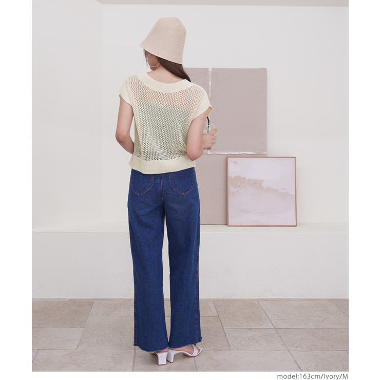 knit-02194 ニットロングベスト ブラウン グレー ブラック | L