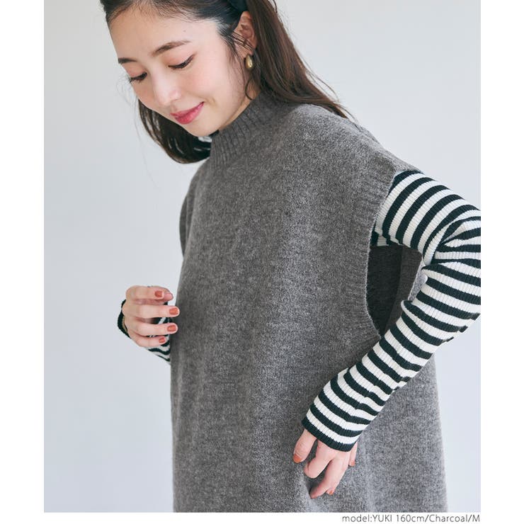 新品タグ付17500円 mirepoix ハイネックロングニットベスト 楽天市場】ロングニットベスト ハイネックベスト ロング ニット