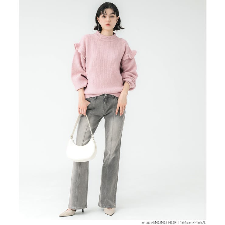 ニット セーター 「WEB限定カラーあり」MINA 袖フリルニットプルオーバー レディース 組曲 ニット セーター 「WEB限定カラーあり」MINA 袖フリル