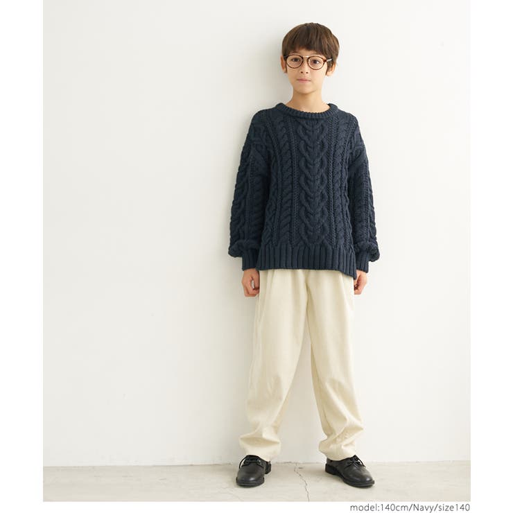 キッズ 親子お揃いウールミックスケーブルニット[品番：PA000014793