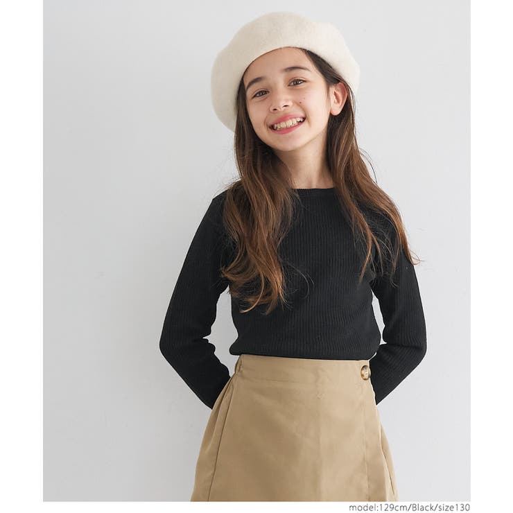 ［Black］ | アンゴラタッチクルーネックニットトップス ガールズ キッズ | coca