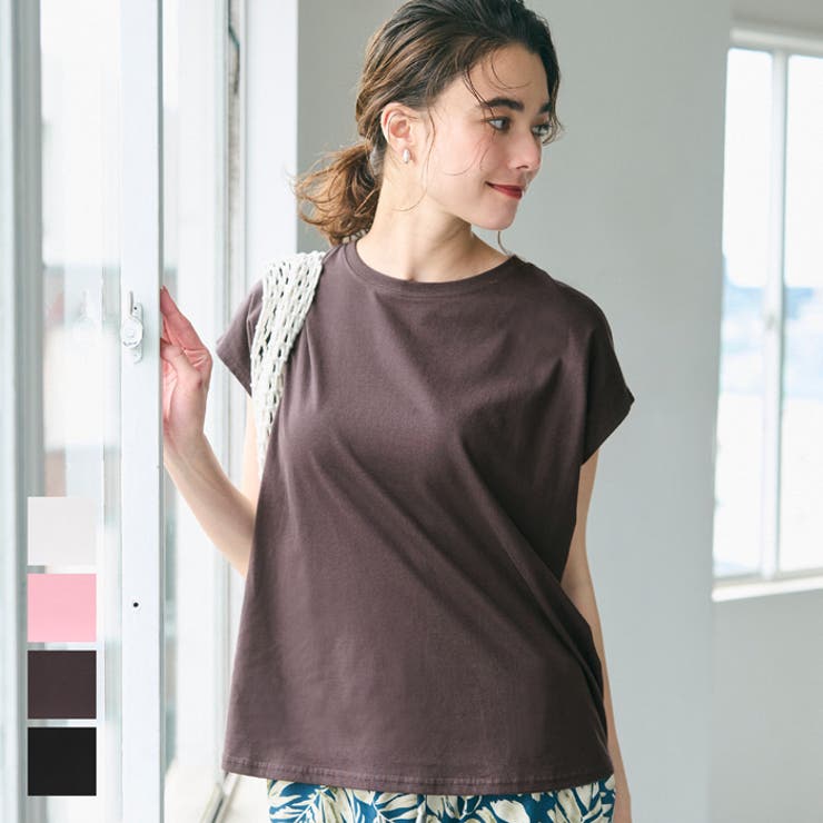 新色追加/3サイズ展開】フレンチスリーブテールカットTシャツ