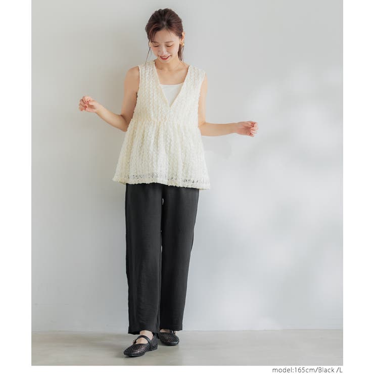 【セットアップ可】シボサテンライクイージーパンツ | coca | 詳細画像23 