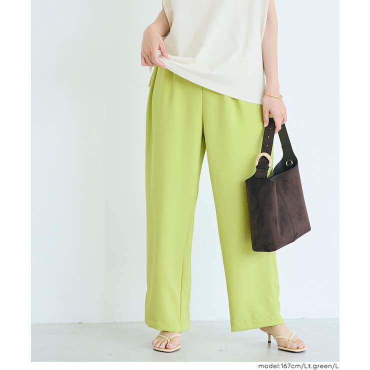 ［Lt.green］ | ＼26ss新色登場／シボサテンライクイージーパンツ【セットアップ可】 | coca