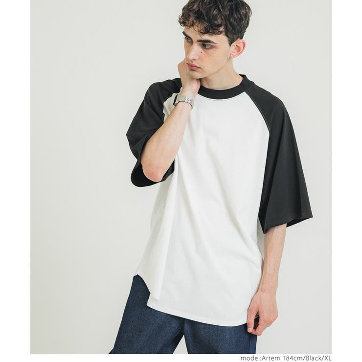 MNML コントラスト ラグラン Tシャツ 送料/関税込 Printstar 5.6oz ベースボールシャツ ラグラン 七分袖 クルー