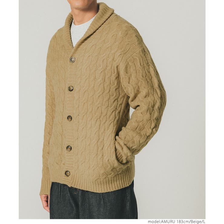［Beige］ | ケーブルニットショールカーデ | coca