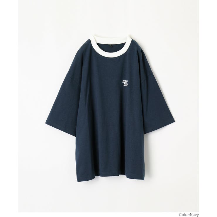 Navy］】胸刺繍リンガーTシャツ[品番：PA000014371]｜coca（コカ）の